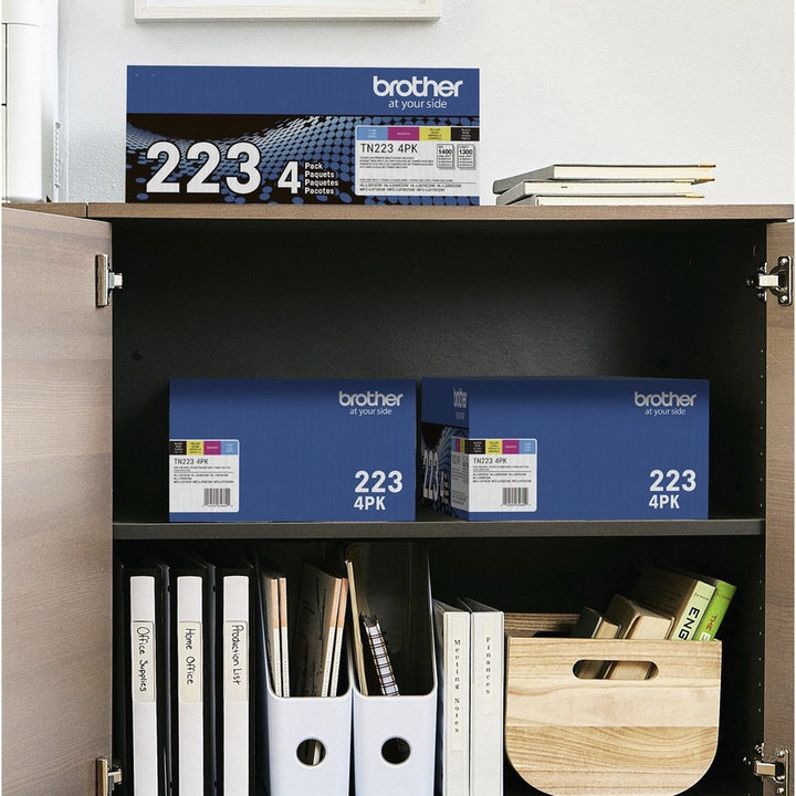 Image of Brother TN223 Original Toner Cartridge, 1400 Pages Black, 1300 Pages Cyan, 1300 Pages Magenta, 1300 Pages Yellow, 1 Box
