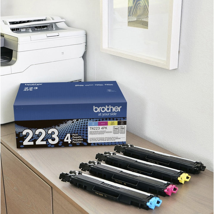 Image of Brother TN223 Original Toner Cartridge, 1400 Pages Black, 1300 Pages Cyan, 1300 Pages Magenta, 1300 Pages Yellow, 1 Box