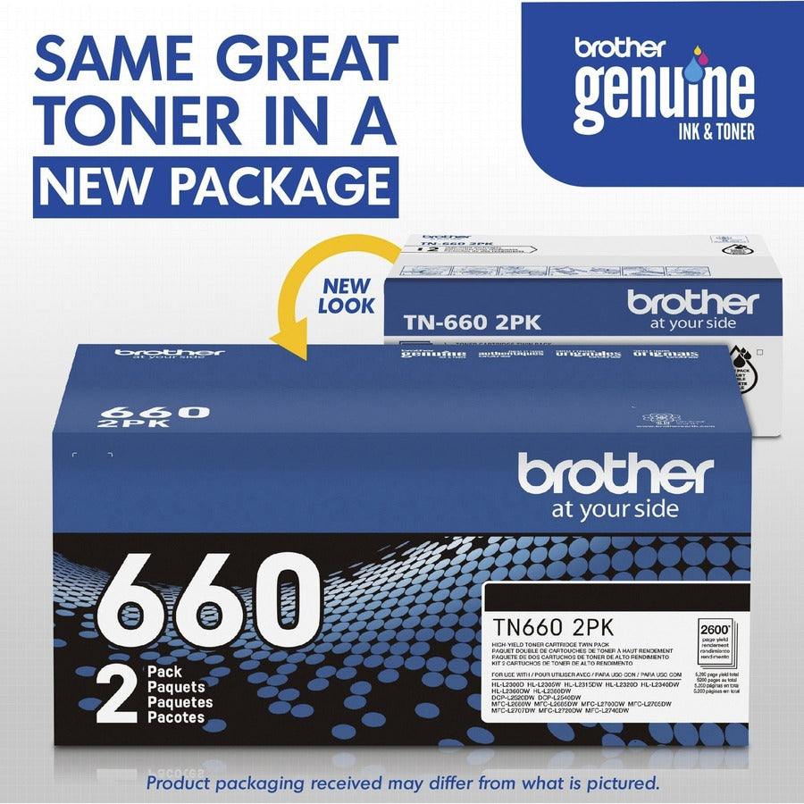 Image of Brother TN-660 TN660 Original Toner Cartridge, 2600 Pages Black (Per Cartridge), 1 Box