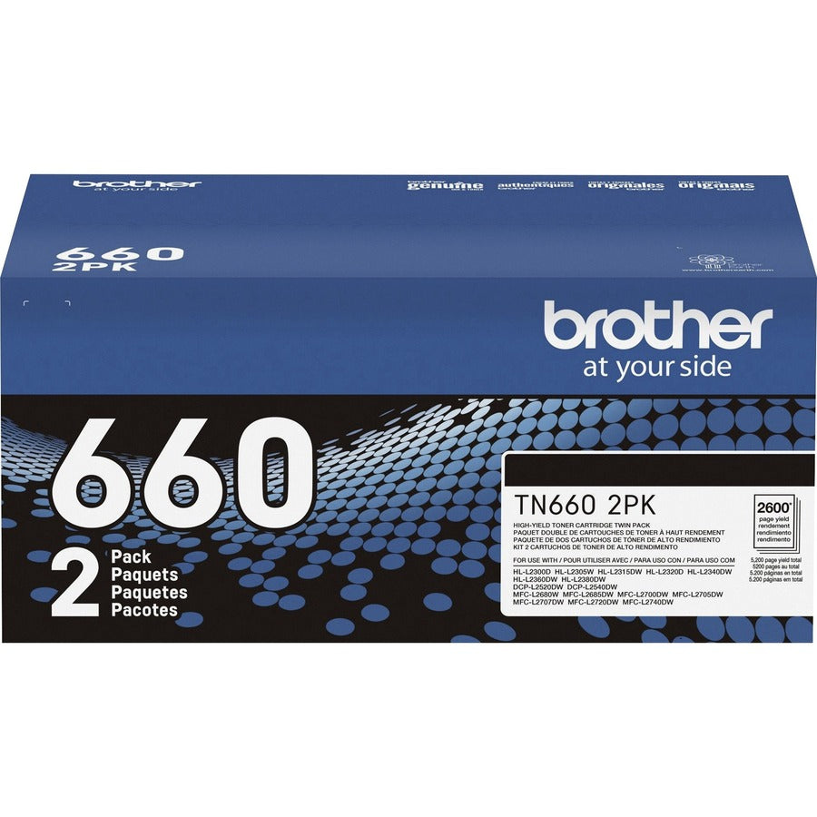 Image of Brother TN-660 TN660 Original Toner Cartridge, 2600 Pages Black (Per Cartridge), 1 Box