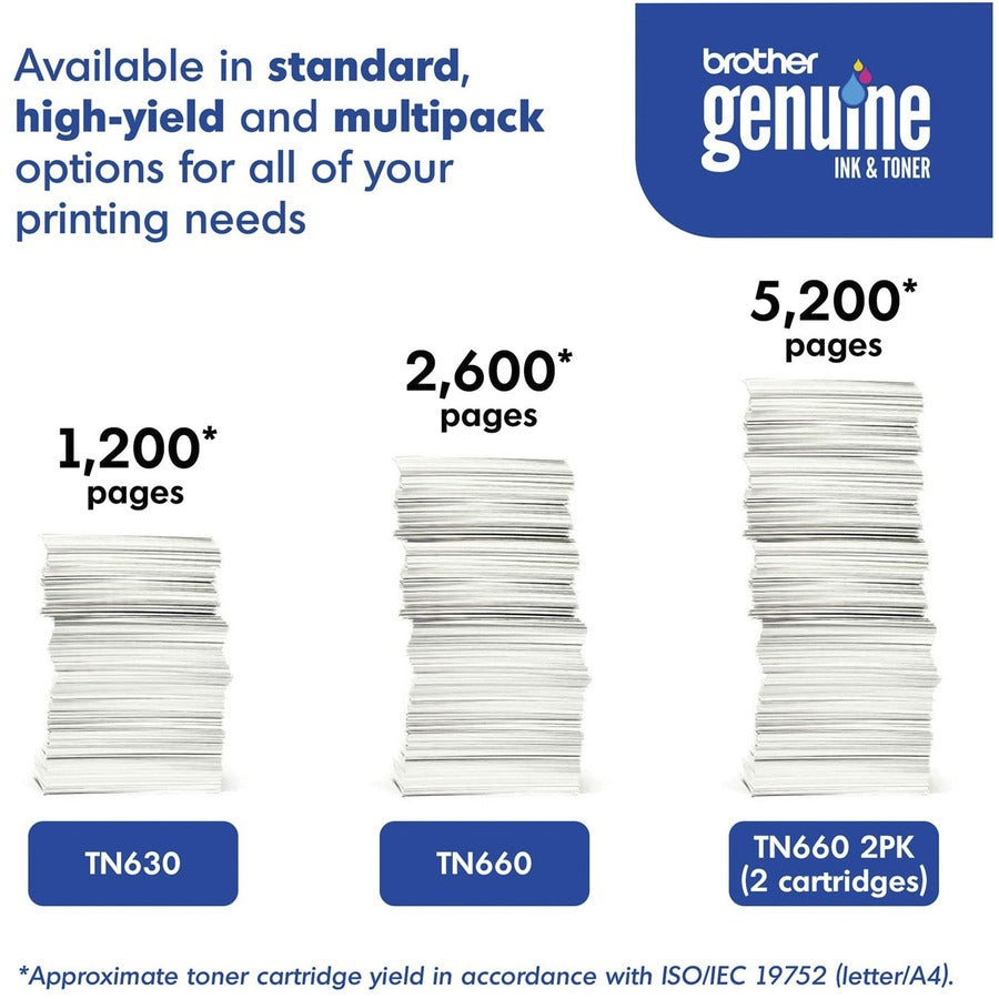Image of Brother TN-660 TN660 Original Toner Cartridge, 2600 Pages Black (Per Cartridge), 1 Box