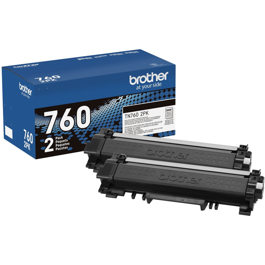 Image of Brother TN760 High Yield Laser Toner Cartridge, 3000 Pages Black (Per Cartridge), 1 Box