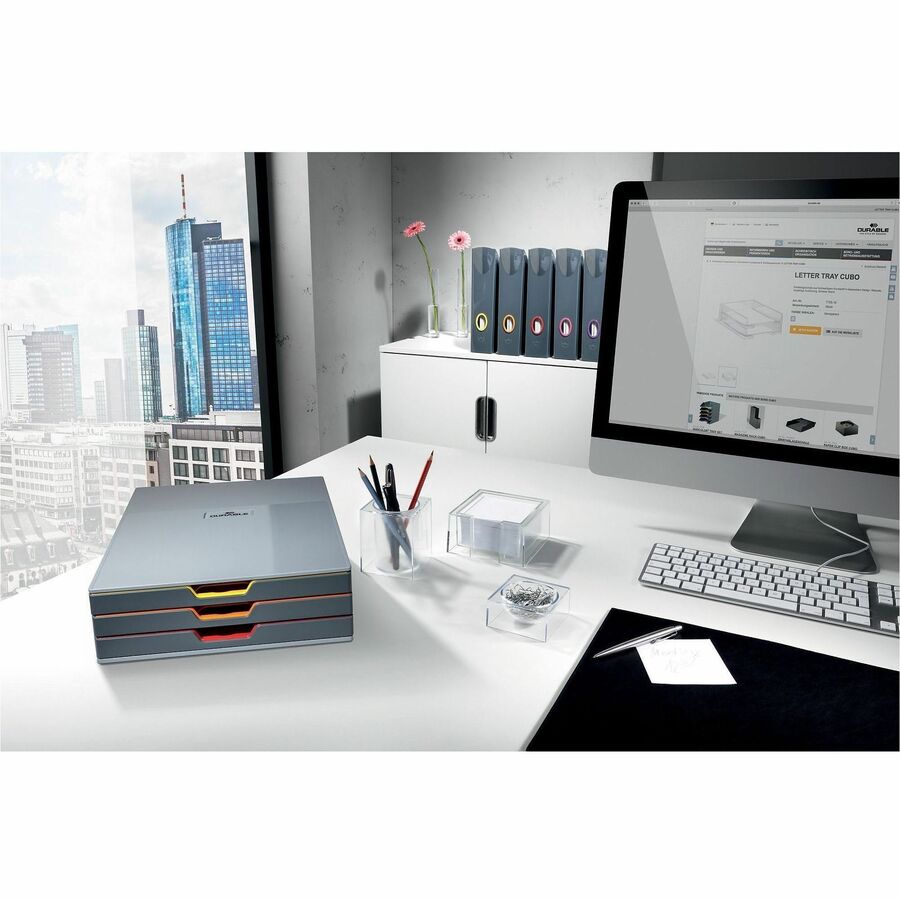 Image of DURABLE 770657 VARICOLOR Magazine Rack Set, Gray/Multicolor, 5 pack, Gray, Multicolor, 5 / Carton