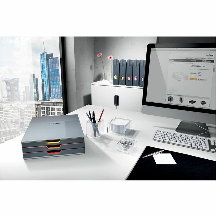 Image of DURABLE 770657 VARICOLOR Magazine Rack Set, Gray/Multicolor, 5 pack, Gray, Multicolor, 5 / Carton