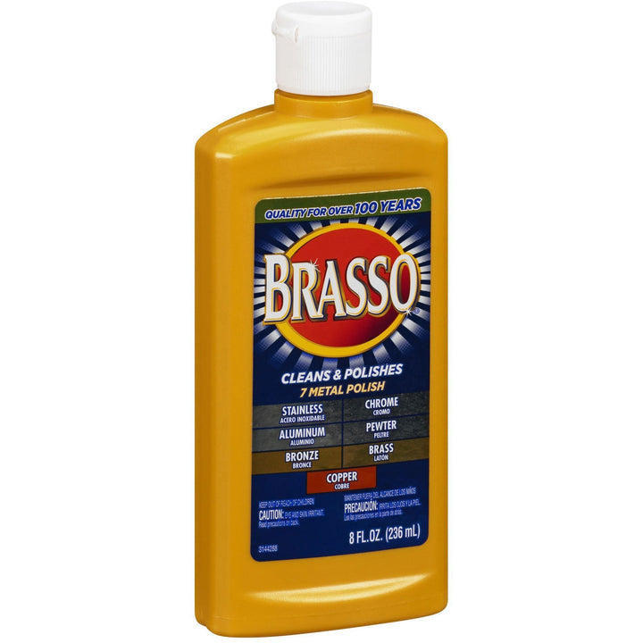 Image of Brasso 89334 Metal Polish, 8 fl oz (0.3 quart), Tan Bottle, 1 Each