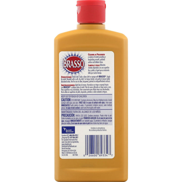 Image of Brasso 89334 Metal Polish, 8 fl oz (0.3 quart), Tan Bottle, 1 Each