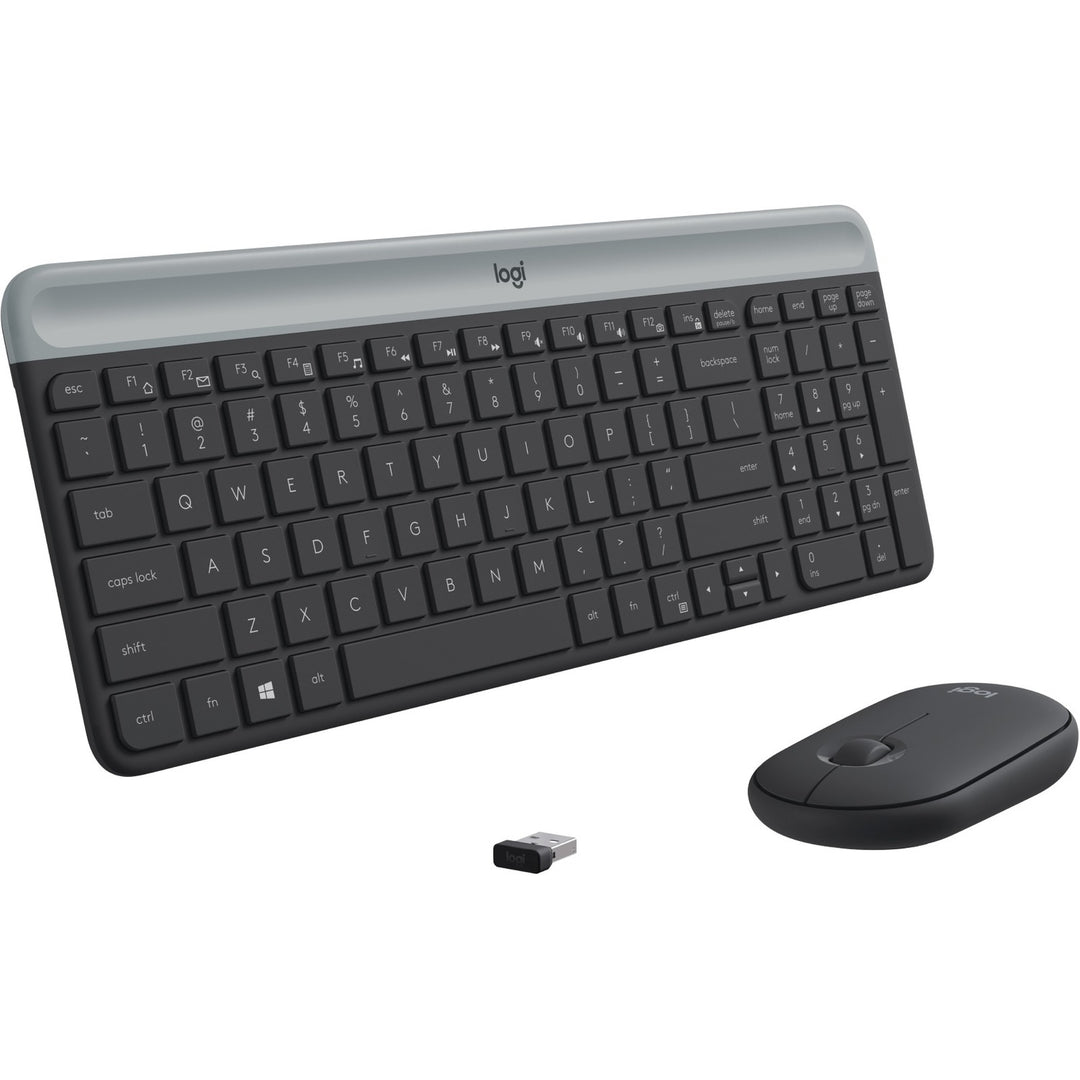 Image of Logitech® MK470 Slim Wireless Keyboard and Mouse Combo, 2.4 GHz/33 ft Wireless Range, Graphite