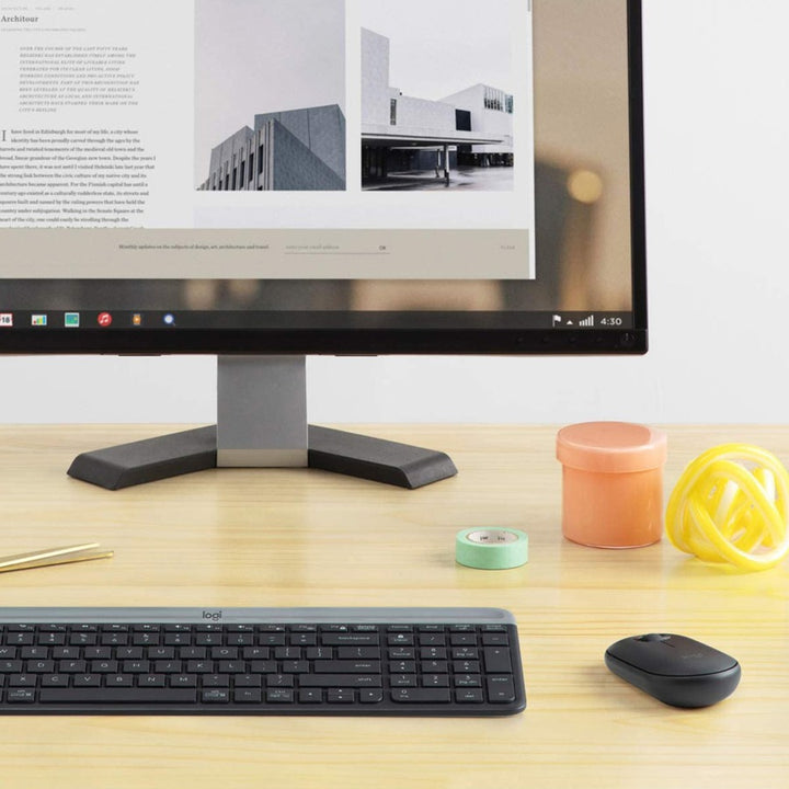Image of Logitech® MK470 Slim Wireless Keyboard and Mouse Combo, 2.4 GHz/33 ft Wireless Range, Graphite