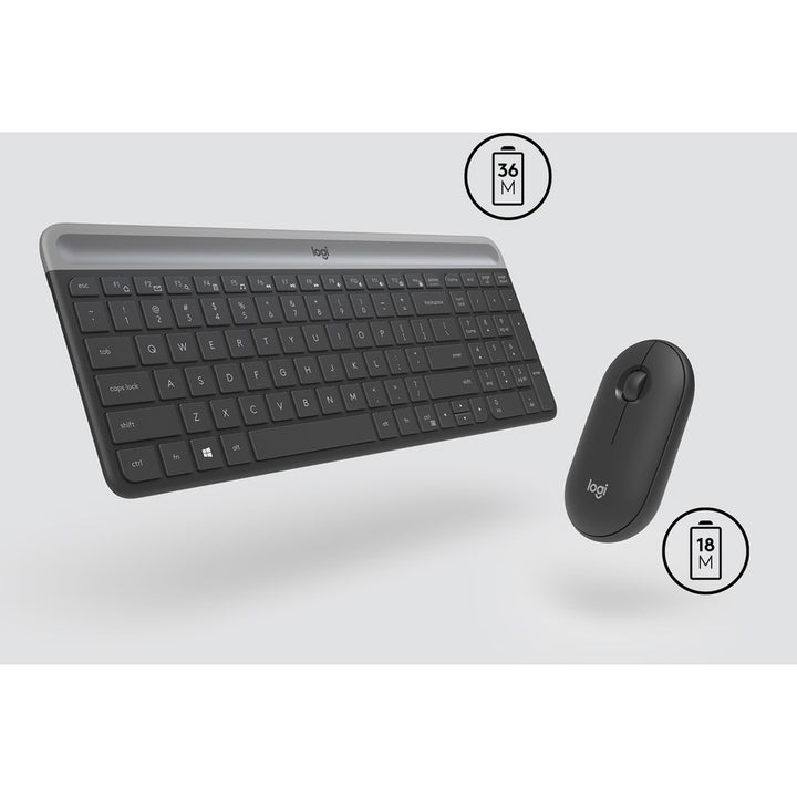 Image of Logitech® MK470 Slim Wireless Keyboard and Mouse Combo, 2.4 GHz/33 ft Wireless Range, Graphite