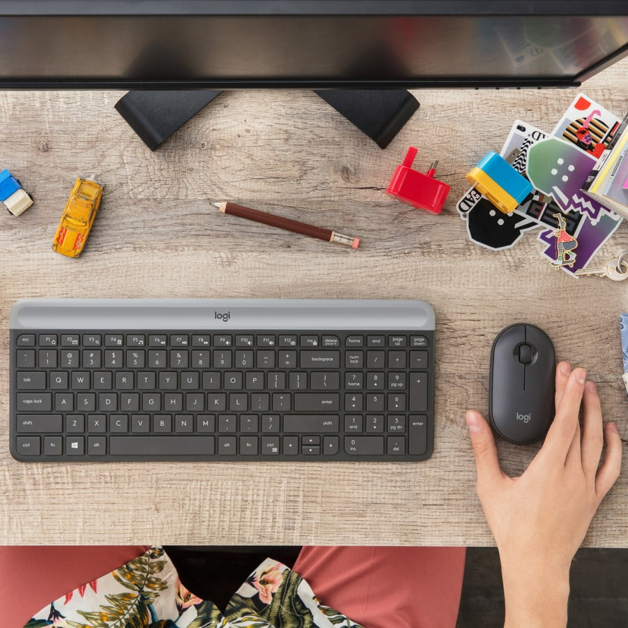 Image of Logitech® MK470 Slim Wireless Keyboard and Mouse Combo, 2.4 GHz/33 ft Wireless Range, Graphite
