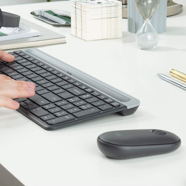 Image of Logitech® MK470 Slim Wireless Keyboard and Mouse Combo, 2.4 GHz/33 ft Wireless Range, Graphite