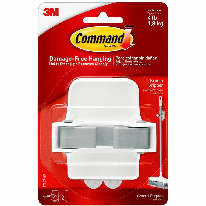 Image of 3M Broom Holder, w/Command Adhesive, 5-1/5"x5-3/5"x4", WE