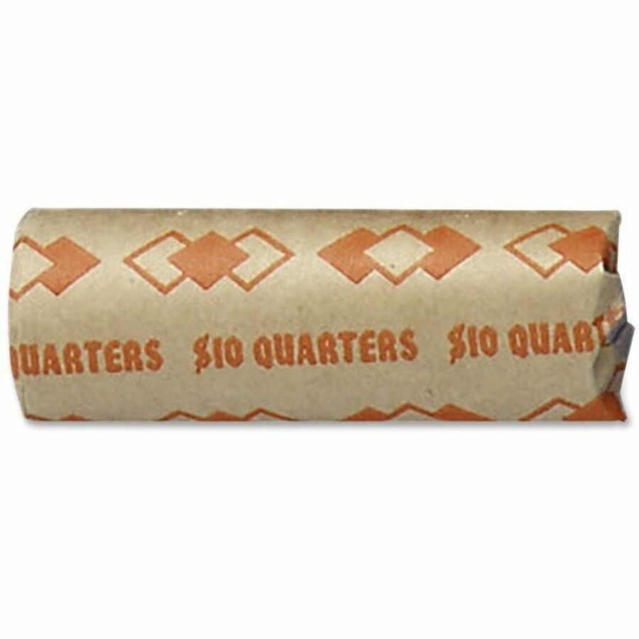 Image of ICONEX SecurIT 94190093 Tubular Kraft Paper Coin Wrappers, Total $10 in 25? Denomination, Sturdy, Color Coded, Kraft Paper, Orange, 1000 / Carton