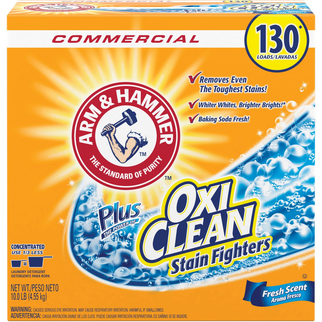 Image of Arm & Hammer 3320000108 Powder Detergent plus OxiClean, 160 oz (10 lb), Fade Resistant, Orange, 1 Each