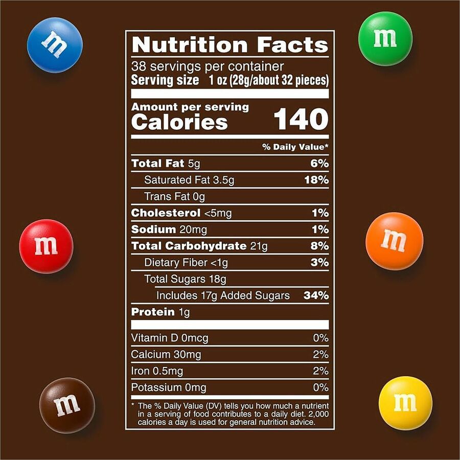 Image of M&M's SN55114 Milk Chocolate Candies, Milk Chocolate, 2.37 lb, 1 Bag