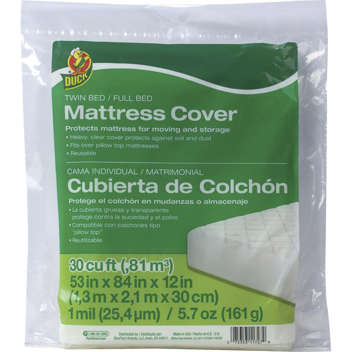Image of Duck® Mattress Cover, Twin/Full, 53"Wx84"Lx12"H, Clear