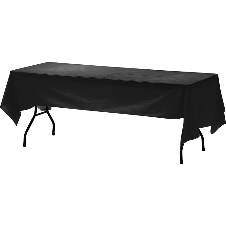 Image of Genuine Joe 00068CT Plastic Table Covers, 108" L x 54" Width, Plastic, Black, 6/Pack, 4 / Carton
