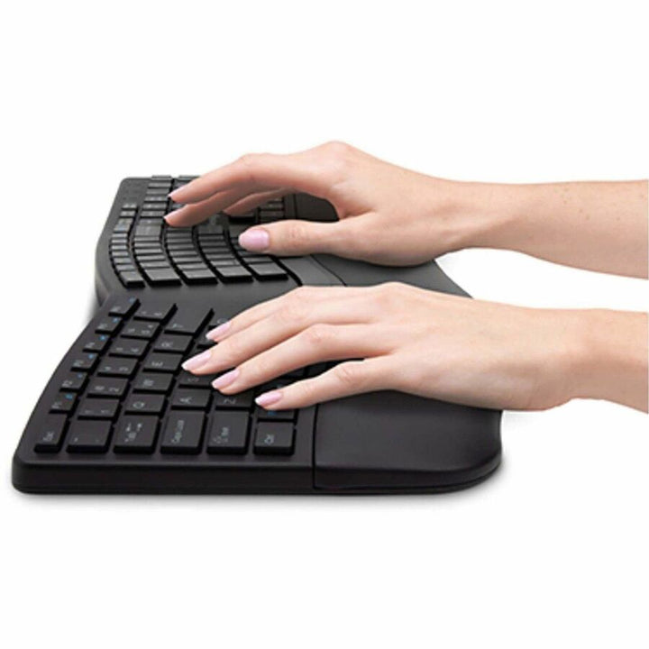 Image of Kensington® Pro Fit Ergo Wireless Keyboard and Mouse, 2.4 GHz Frequency, 30 ft Wireless Range, Black