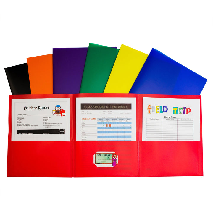 Image of C-Line® Portfolio,3-Pocket,w/Card Holder,Poly,Letter,24/BX,AST