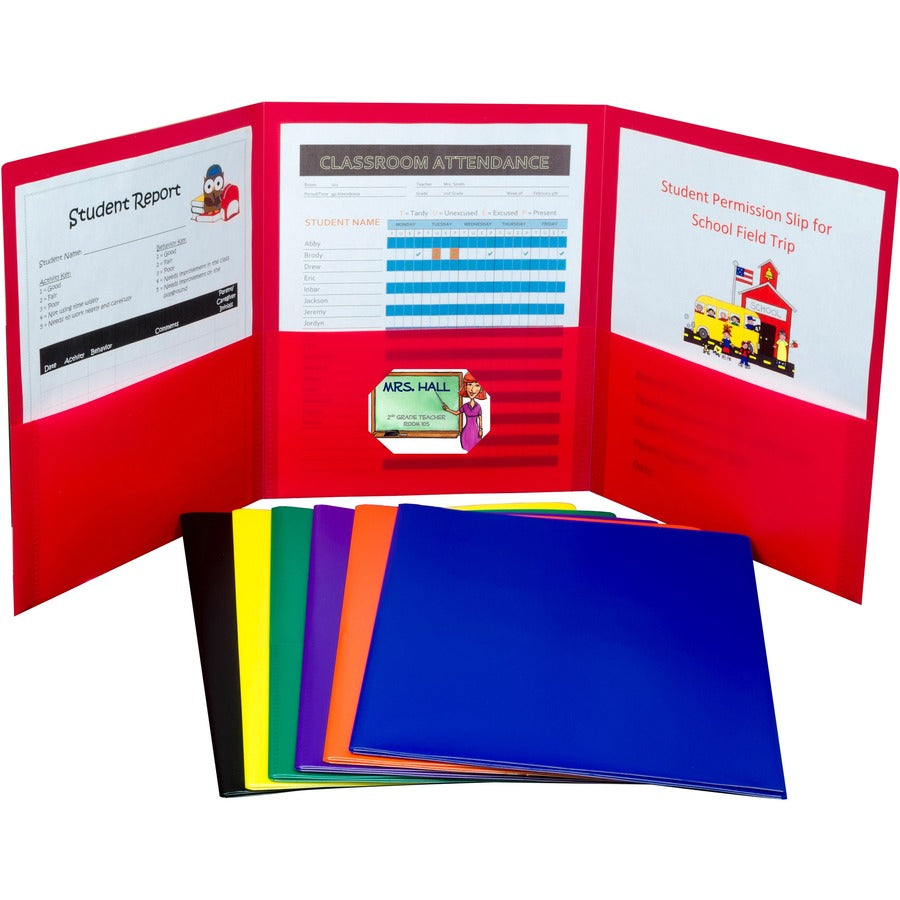 Image of C-Line® Portfolio,3-Pocket,w/Card Holder,Poly,Letter,24/BX,AST