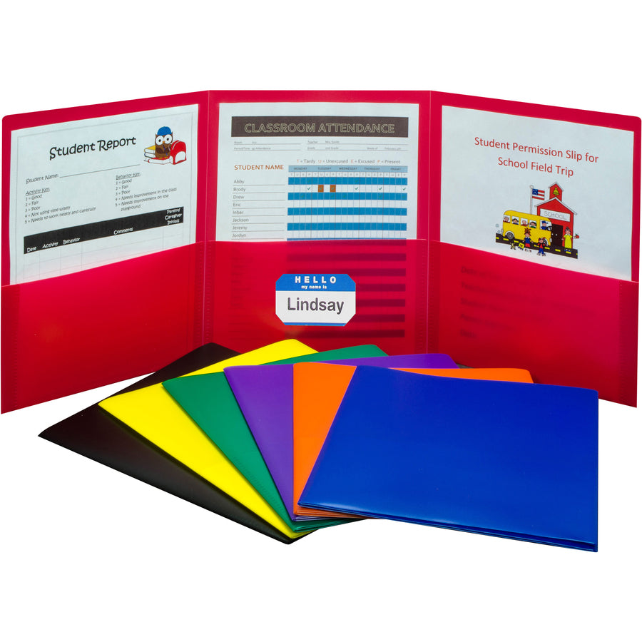 Image of C-Line® Portfolio,3-Pocket,w/Card Holder,Poly,Letter,24/BX,AST