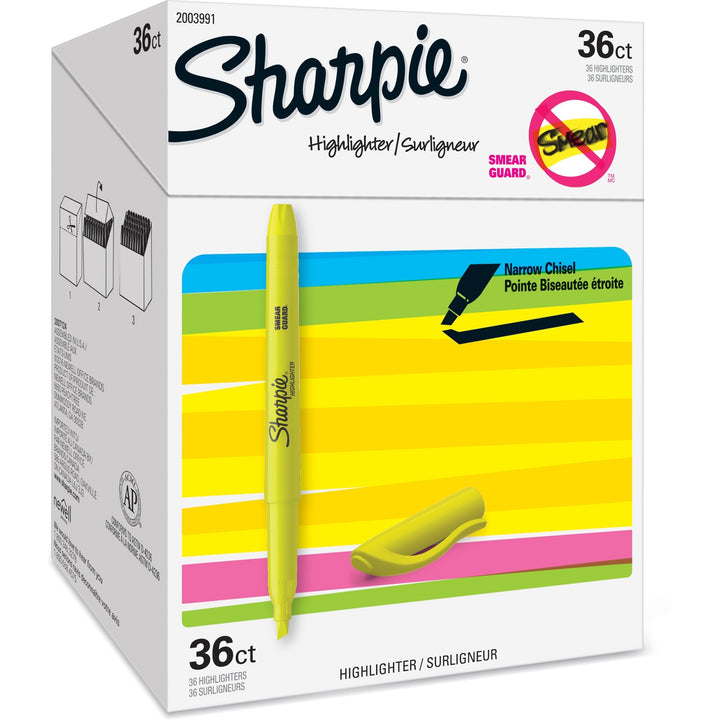 Image of Sharpie 2003991 Highlighter, Fluorescent Yellow Ink, 36 / Box