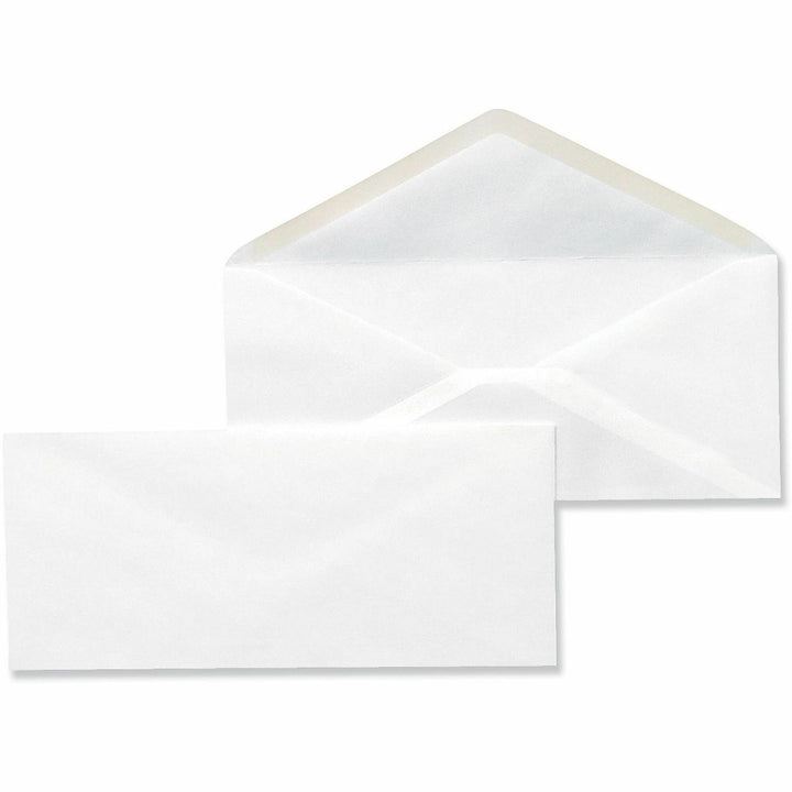 Image of Universal UNV35210 Envelope, Business, #10, 9 1/2" W x 4 1/10" Length, 24 lb, Gummed, White, Paper Stock, 500 / Box