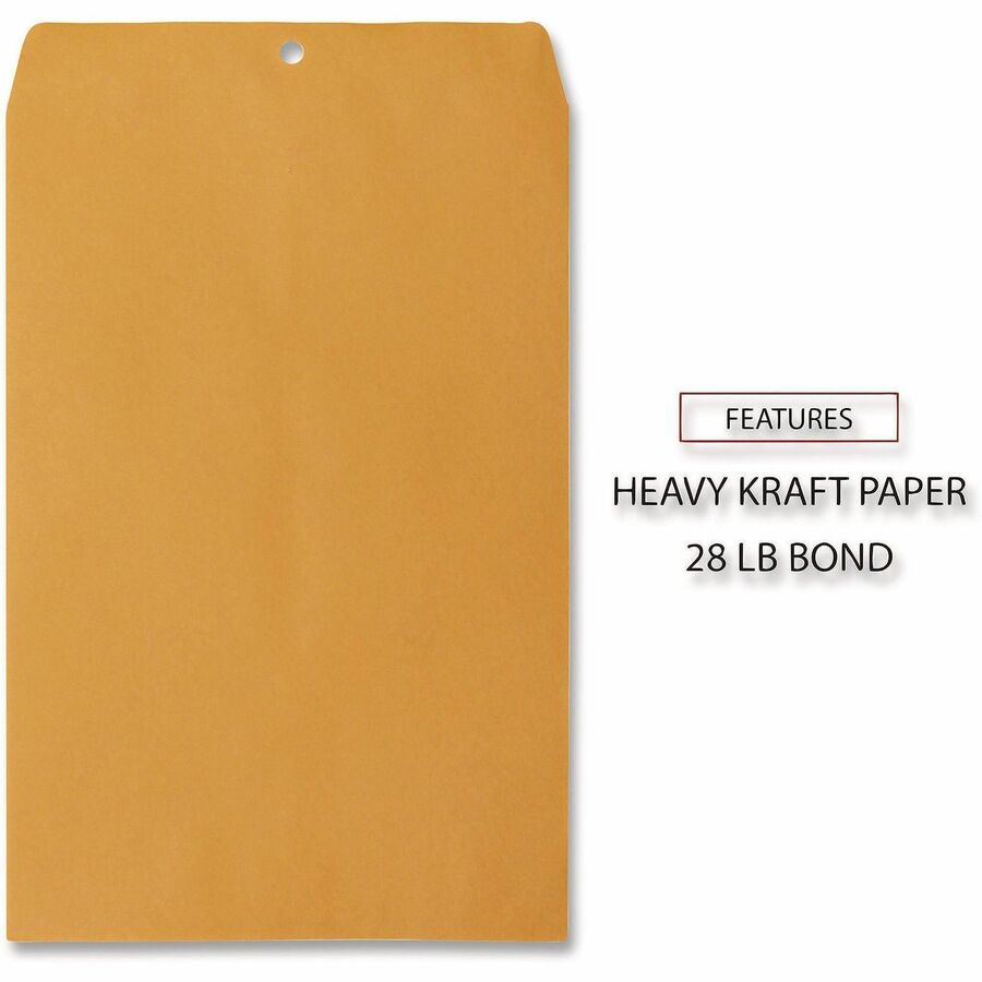 Image of Universal UNV35268 Envelope, Clasp, #98, 15" W x 10" Length, 28 lb, Clasp/Gummed Flap, Brown Kraft, Kraft Paper, 100 / Box