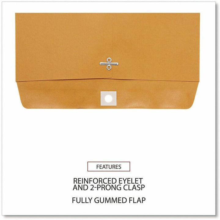 Image of Universal UNV35268 Envelope, Clasp, #98, 15" W x 10" Length, 28 lb, Clasp/Gummed Flap, Brown Kraft, Kraft Paper, 100 / Box