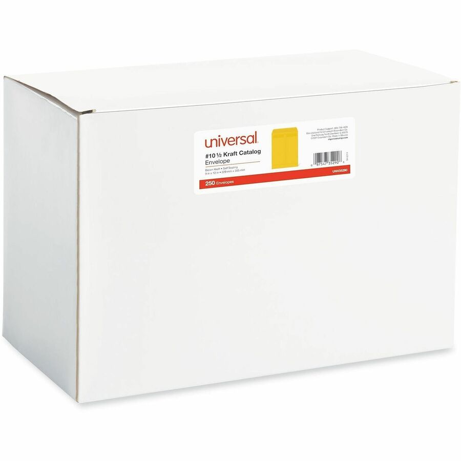 Image of Universal UNV35290 Envelope, Catalog, #10 1/2, 28 lb, Self Adhesive, Brown Kraft, Kraft Paper, 250 / Box