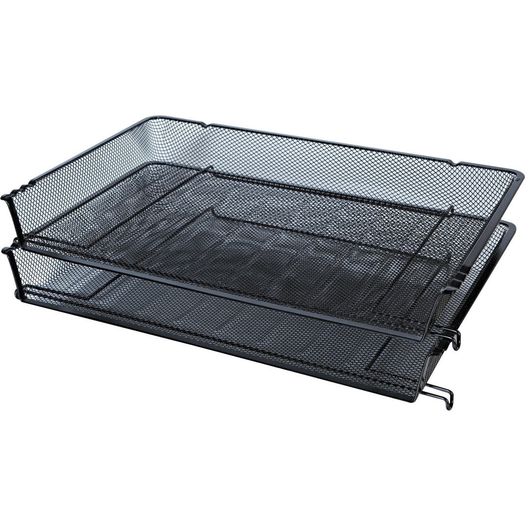Image of Universal® Deluxe Mesh Stacking Side Load Tray, 1 Section, Legal Size Files, 17" x 10.88" x 2.5", Black