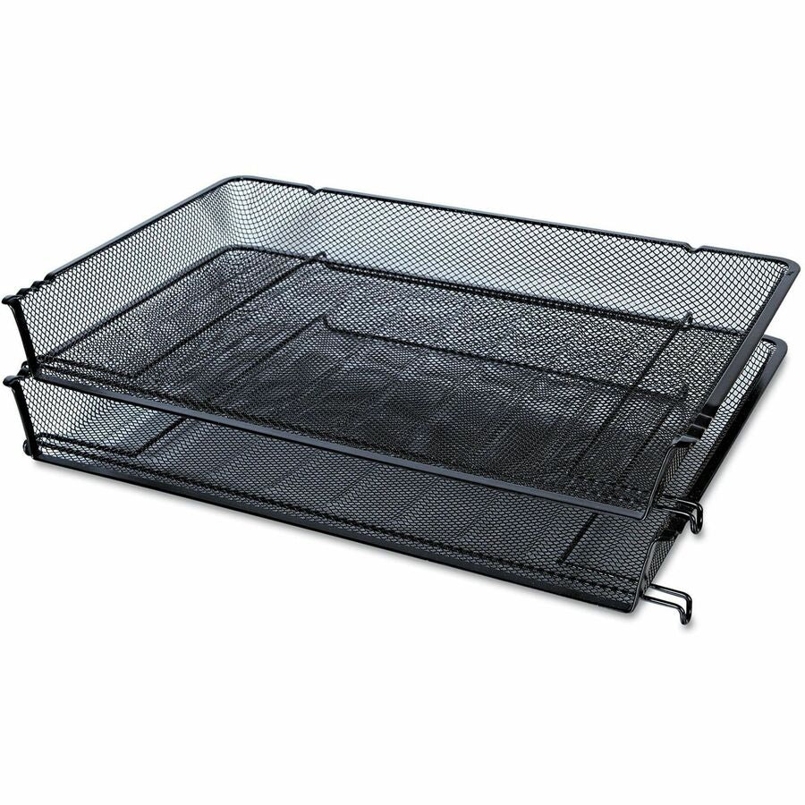 Image of Universal® Deluxe Mesh Stacking Side Load Tray, 1 Section, Legal Size Files, 17" x 10.88" x 2.5", Black