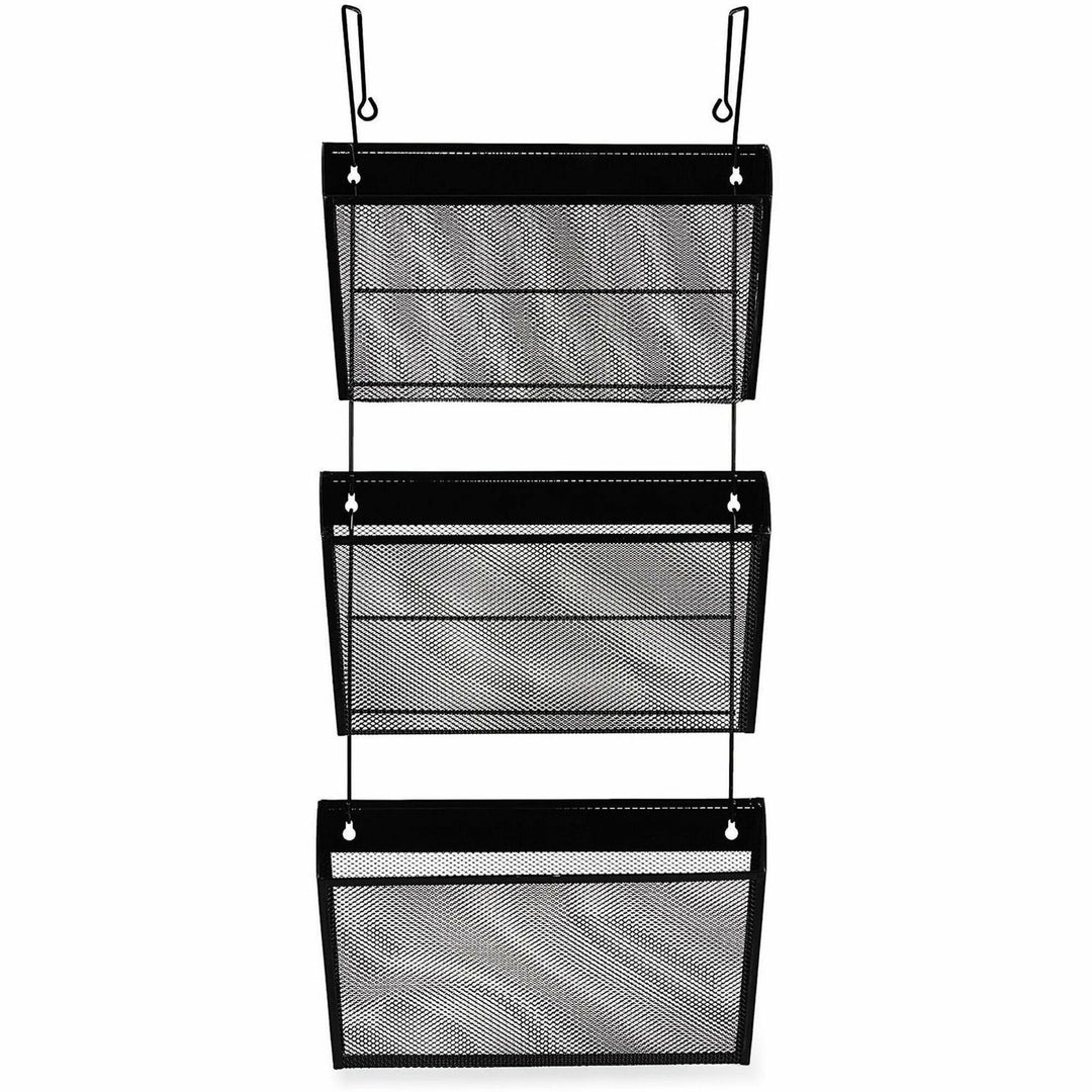 Image of Universal UNV20011 Hanging Organizer, 3 Pocket(s), 8.50" H x 14.13" W x 3.38" Depth, Black, Wire Mesh, 1 Set