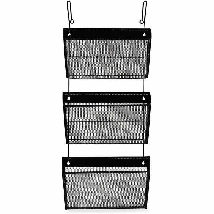 Image of Universal UNV20011 Hanging Organizer, 3 Pocket(s), 8.50" H x 14.13" W x 3.38" Depth, Black, Wire Mesh, 1 Set