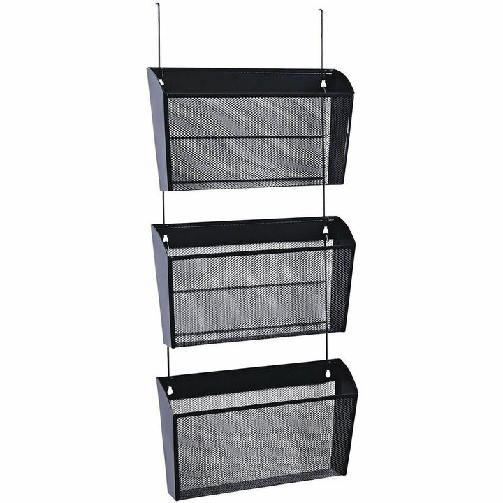 Image of Universal UNV20011 Hanging Organizer, 3 Pocket(s), 8.50" H x 14.13" W x 3.38" Depth, Black, Wire Mesh, 1 Set