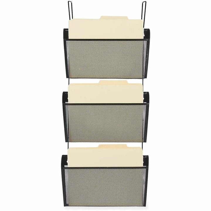 Image of Universal UNV20011 Hanging Organizer, 3 Pocket(s), 8.50" H x 14.13" W x 3.38" Depth, Black, Wire Mesh, 1 Set