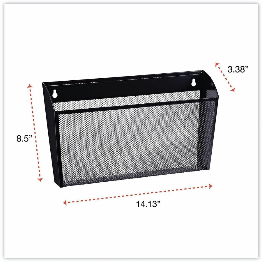 Image of Universal UNV20011 Hanging Organizer, 3 Pocket(s), 8.50" H x 14.13" W x 3.38" Depth, Black, Wire Mesh, 1 Set