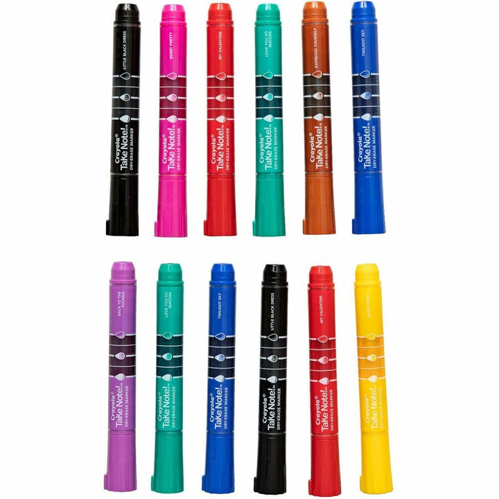 Image of Crayola Take Note! 586545 Dry Erase Markers, Erasable, Assorted Ink, 12 / Pack