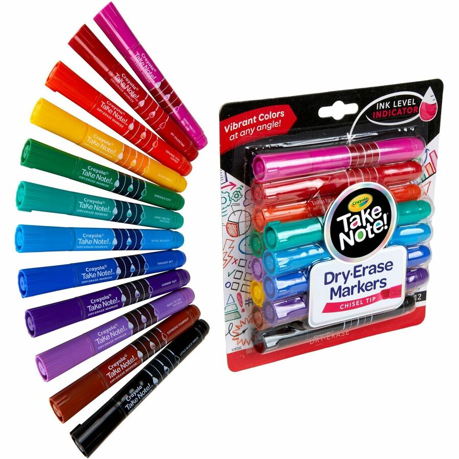 Image of Crayola Take Note! 586545 Dry Erase Markers, Erasable, Assorted Ink, 12 / Pack