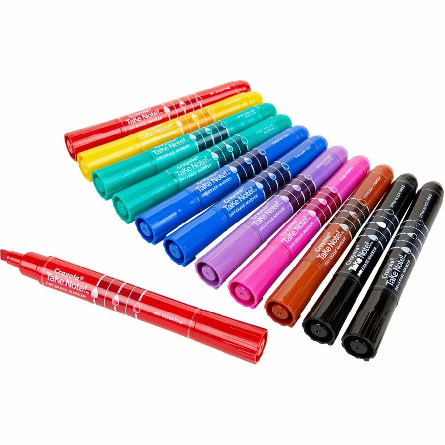 Image of Crayola Take Note! 586545 Dry Erase Markers, Erasable, Assorted Ink, 12 / Pack