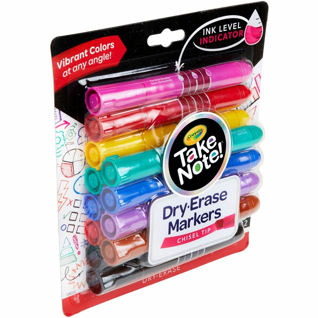 Image of Crayola Take Note! 586545 Dry Erase Markers, Erasable, Assorted Ink, 12 / Pack