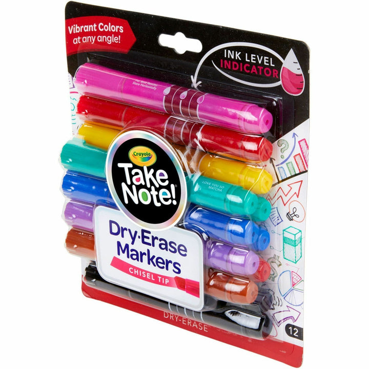 Image of Crayola Take Note! 586545 Dry Erase Markers, Erasable, Assorted Ink, 12 / Pack