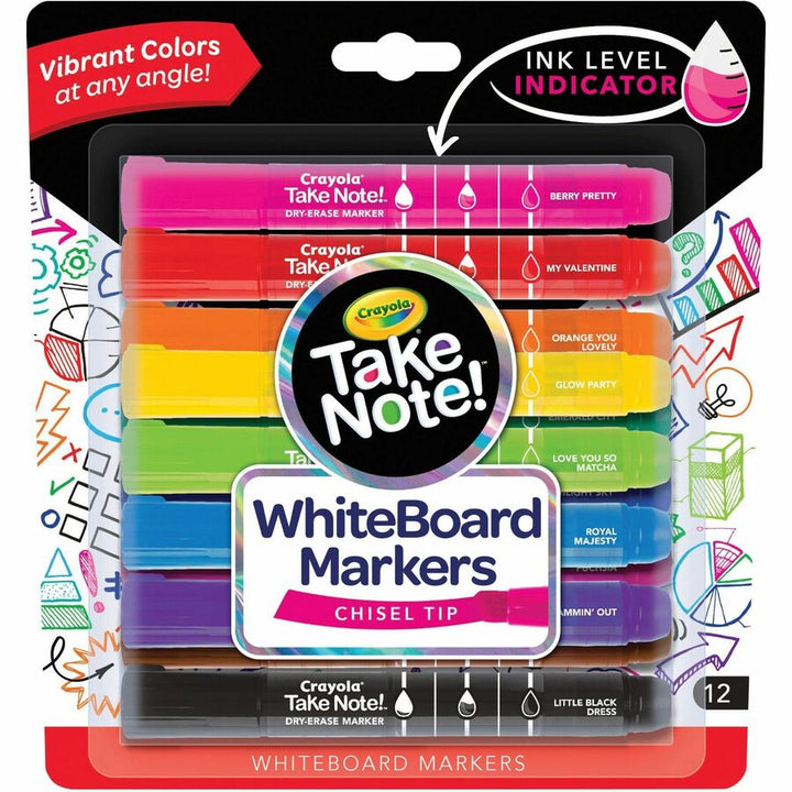 Image of Crayola Take Note! 586545 Dry Erase Markers, Erasable, Assorted Ink, 12 / Pack