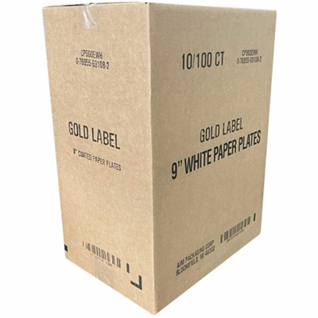 Image of AJM Packaging Plates, Paper, 9"Dia, 1000/CT, White