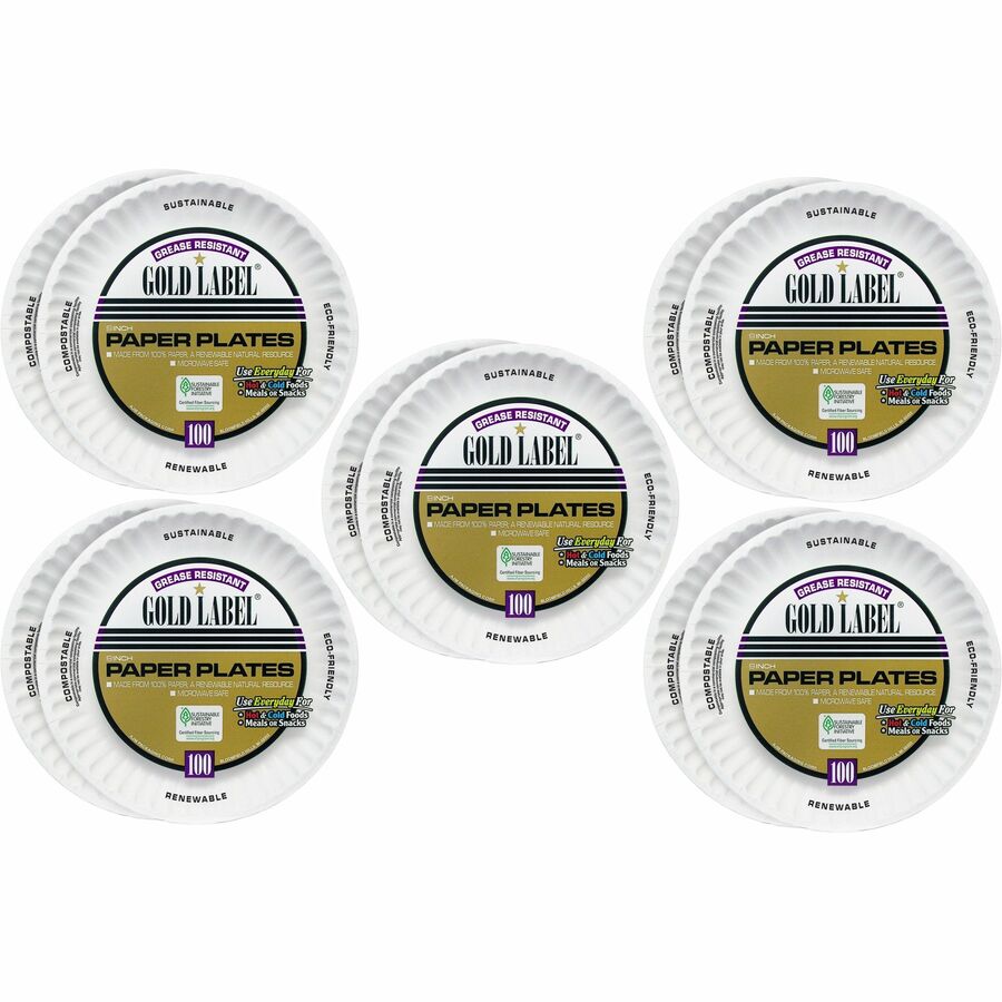 Image of AJM Packaging Plates, Paper, 9"Dia, 1000/CT, White
