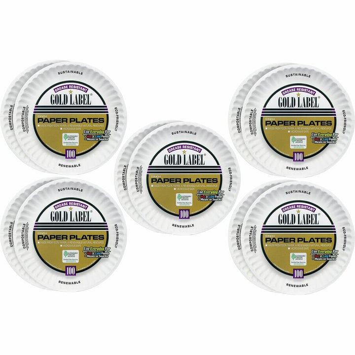 Image of AJM Packaging Plates, Paper, 9"Dia, 1000/CT, White
