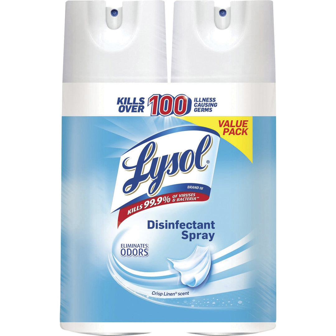 Image of Lysol 89946 Crisp Linen Disinfectant Spray, 12.5 fl oz (0.4 quart), Crisp Linen Scent, Easy to Use, Clear, 2/Pack, 2 / Pack