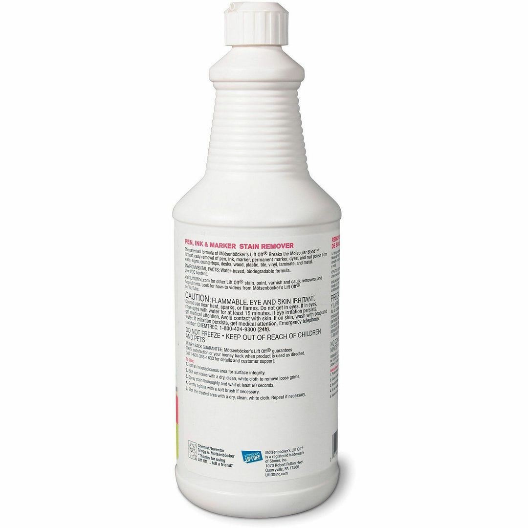 Image of Motsenbocker's Lift-Off® Ink Remover, f/Pen/Marker, Water-based, 32 oz, 6/CT, White