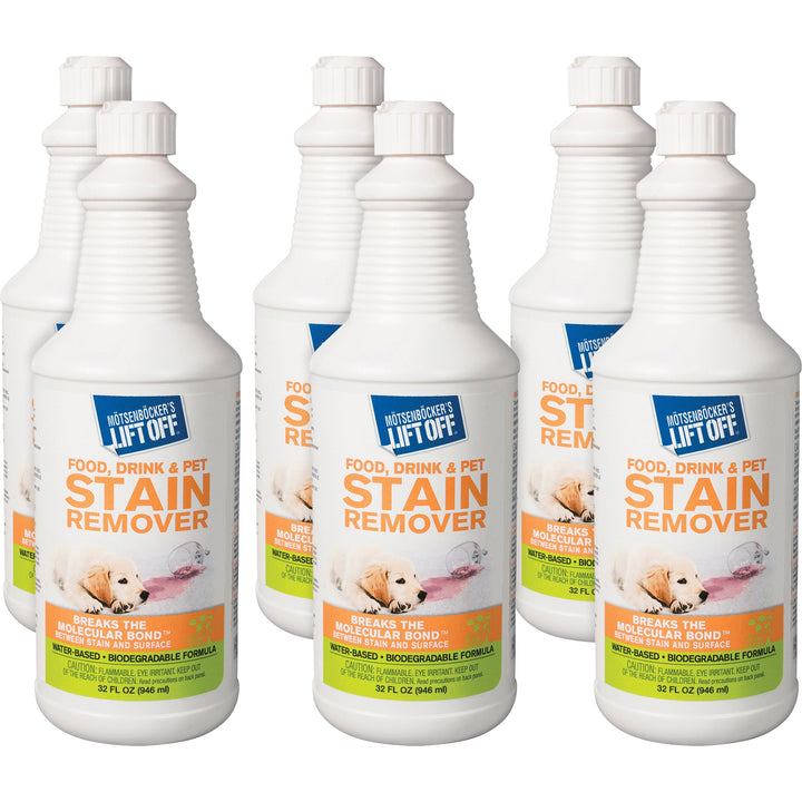Image of Motsenbocker's Lift-Off® Stain Remover, Pet/Drink/Food, Multi-surface, 32oz, 6/CT, WE