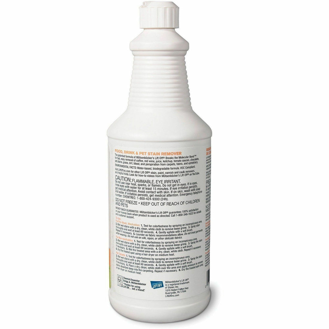 Image of Motsenbocker's Lift-Off® Stain Remover, Pet/Drink/Food, Multi-surface, 32oz, 6/CT, WE